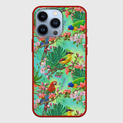 Чехол iPhone 13 Pro Попугаи и птицы в джунглях