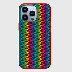 Чехол для iPhone 13 Pro Радужный разноцветный узор, цвет: 3D-красный