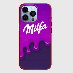 Чехол для iPhone 13 Pro Милфа фиолетовые капли, цвет: 3D-красный