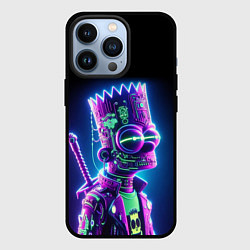 Чехол iPhone 13 Pro Bart Simpson cyber ninja - neon glow