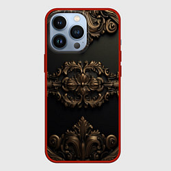 Чехол для iPhone 13 Pro Объемные темные золотые узоры, цвет: 3D-красный