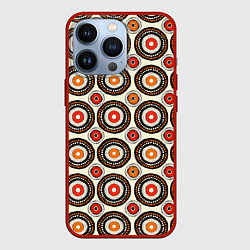 Чехол для iPhone 13 Pro Африканские узоры круг, цвет: 3D-красный