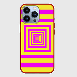 Чехол для iPhone 13 Pro Удаление квадратов - оптический коридор желтый, цвет: 3D-красный