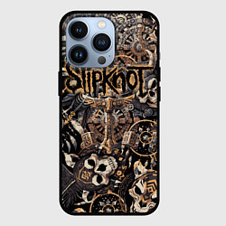 Чехол для iPhone 13 Pro Slipknot на фоне масок черепов животных, цвет: 3D-черный