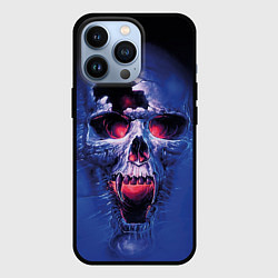 Чехол iPhone 13 Pro Череп разъяренный кричащий - blue skull