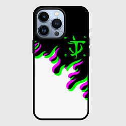 Чехол iPhone 13 Pro Doom logo fire demon