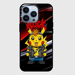 Чехол для iPhone 13 Pro Радостный Пикачу рок звезда, цвет: 3D-черный
