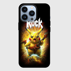 Чехол для iPhone 13 Pro Пикачу рокер с электрогитарой, цвет: 3D-черный