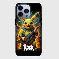 Чехол для iPhone 13 Pro Пикачу рокер с электрогитарой, цвет: 3D-черный