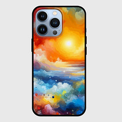 Чехол для iPhone 13 Pro Закат солнца - разноцветные облака, цвет: 3D-черный