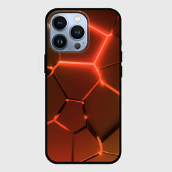 Чехол iPhone 13 Pro Оранжевые неоновые плиты в разломе