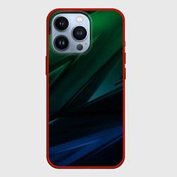 Чехол iPhone 13 Pro Зелено-синие абстрактные объемные полосы