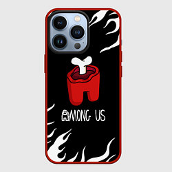 Чехол для iPhone 13 Pro Among us fire game, цвет: 3D-красный