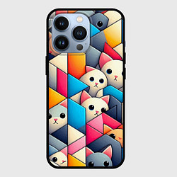 Чехол iPhone 13 Pro Geometric pattern with kittens - ai art