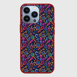 Чехол для iPhone 13 Pro Яркий неоновый принт спортивный, цвет: 3D-красный