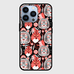 Чехол iPhone 13 Pro Узор тигр с лисой