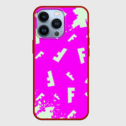 Чехол iPhone 13 Pro Fortnite pattern pink