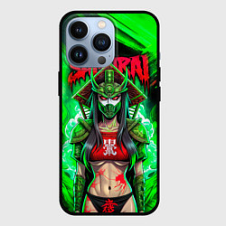 Чехол для iPhone 13 Pro Девушка самурай в маске, цвет: 3D-черный