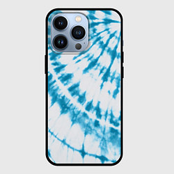 Чехол для iPhone 13 Pro Тай-дай бело-синий, цвет: 3D-черный