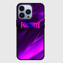 Чехол iPhone 13 Pro Fortnite neon stripes angles logo