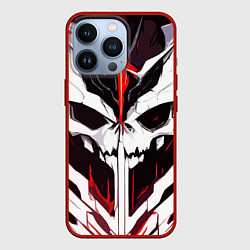 Чехол iPhone 13 Pro Абстрактный белый череп и красные полосы