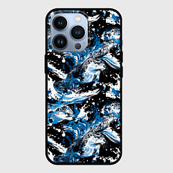 Чехол iPhone 13 Pro Выдры в речке на волнах - паттерн
