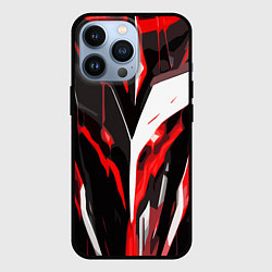 Чехол для iPhone 13 Pro Красно-белый абстрактный демонический шлем, цвет: 3D-черный
