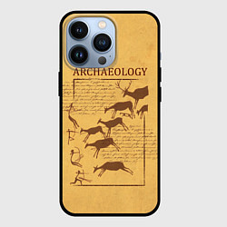 Чехол для iPhone 13 Pro Археолог - наскальные рисунки с оленями, цвет: 3D-черный