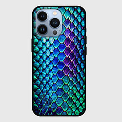 Чехол iPhone 13 Pro Радужная кожа змеи