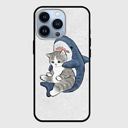 Чехол iPhone 13 Pro Котик и акула зверушки мем