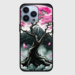 Чехол iPhone 13 Pro Япония сакура и горы