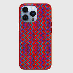 Чехол iPhone 13 Pro Красно -синий геометрический узор зиг заг вертикал