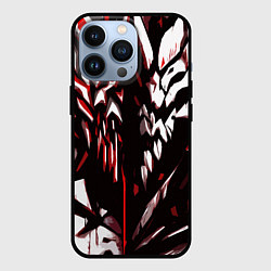 Чехол iPhone 13 Pro White and red abstraction on a black background