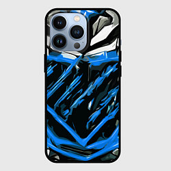 Чехол iPhone 13 Pro Blue and white abstraction on a black background