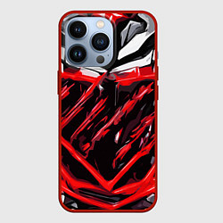 Чехол iPhone 13 Pro Red and white abstraction on a black background