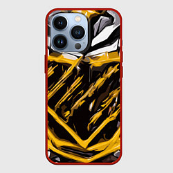 Чехол для iPhone 13 Pro Yellow and white abstraction on a black background, цвет: 3D-красный