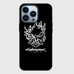 Чехол для iPhone 13 Pro Cyberpunk 2077 white, цвет: 3D-черный