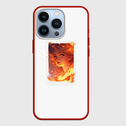 Чехол для iPhone 13 Pro Flame girl, цвет: 3D-красный