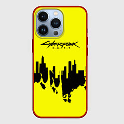 Чехол для iPhone 13 Pro Cyberpunk 2077 geometry yellow, цвет: 3D-красный