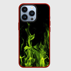 Чехол iPhone 13 Pro Зелёный огонь текстура