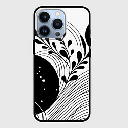 Чехол iPhone 13 Pro Растительная абстракция black and white