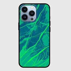 Чехол для iPhone 13 Pro Яркий сине-зелёный абстрактная текстура, цвет: 3D-черный