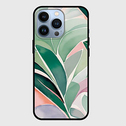 Чехол для iPhone 13 Pro Листья акварель, цвет: 3D-черный