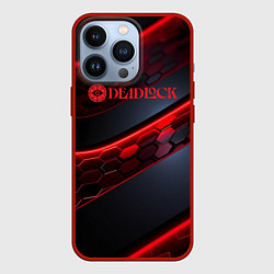 Чехол iPhone 13 Pro Deadlock logo красные соты и неон