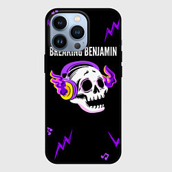 Чехол iPhone 13 Pro Breaking Benjamin неоновый череп