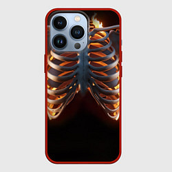 Чехол для iPhone 13 Pro Скелет человека в огне, цвет: 3D-красный