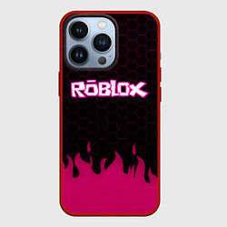 Чехол для iPhone 13 Pro Roblox fire pink, цвет: 3D-красный