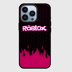 Чехол для iPhone 13 Pro Roblox fire pink, цвет: 3D-черный