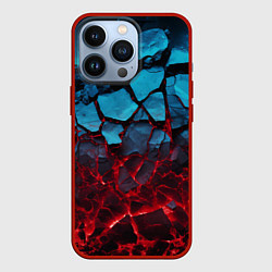 Чехол для iPhone 13 Pro Синие камни в разломе, цвет: 3D-красный