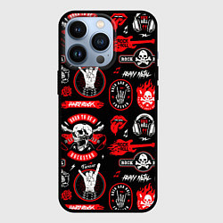 Чехол для iPhone 13 Pro Рок звезда паттерн, цвет: 3D-черный
